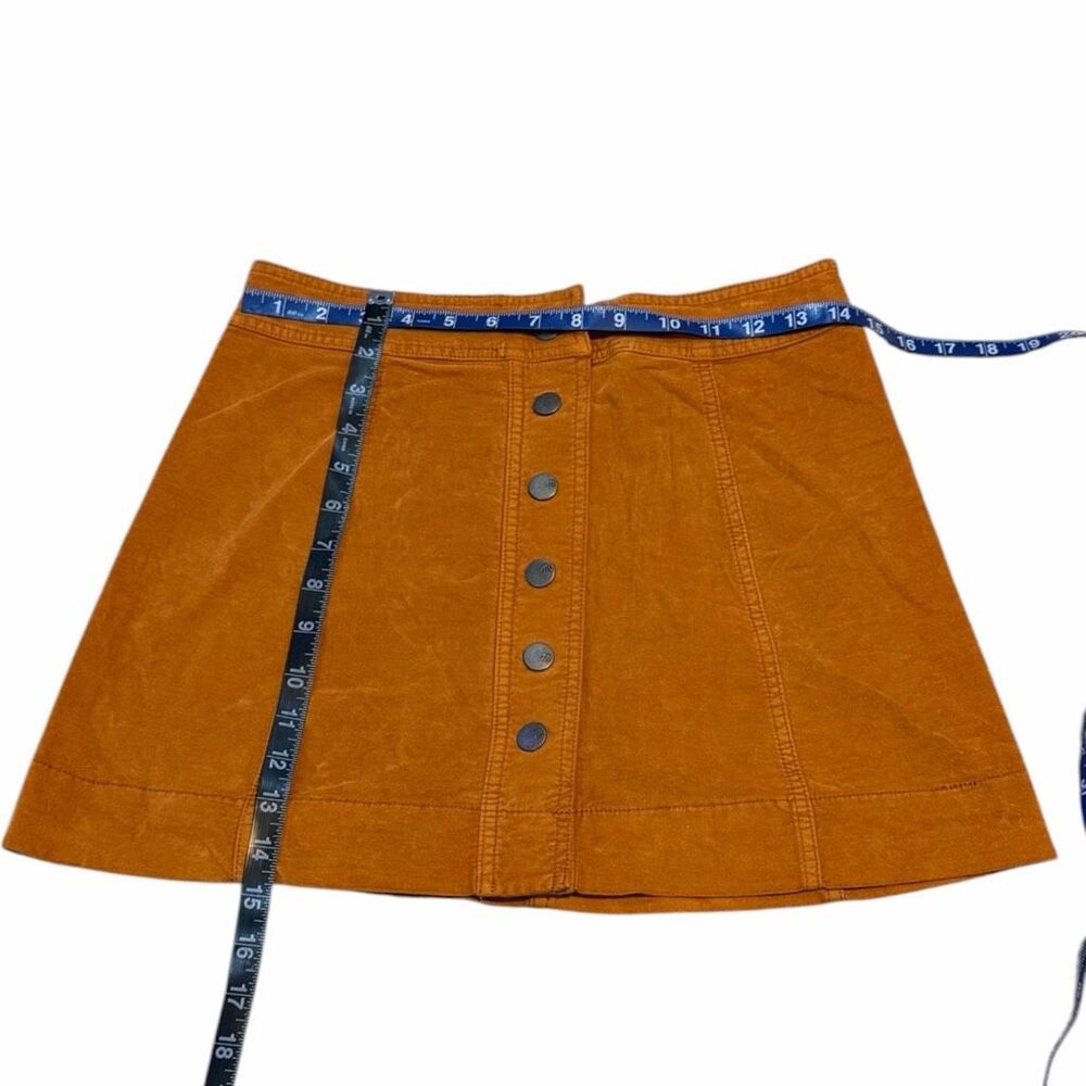 MADEWELL Women’s Burnt Orange Velveteen A-Line Button Front Mini Skirt Size 2 - Picture 6 of 6